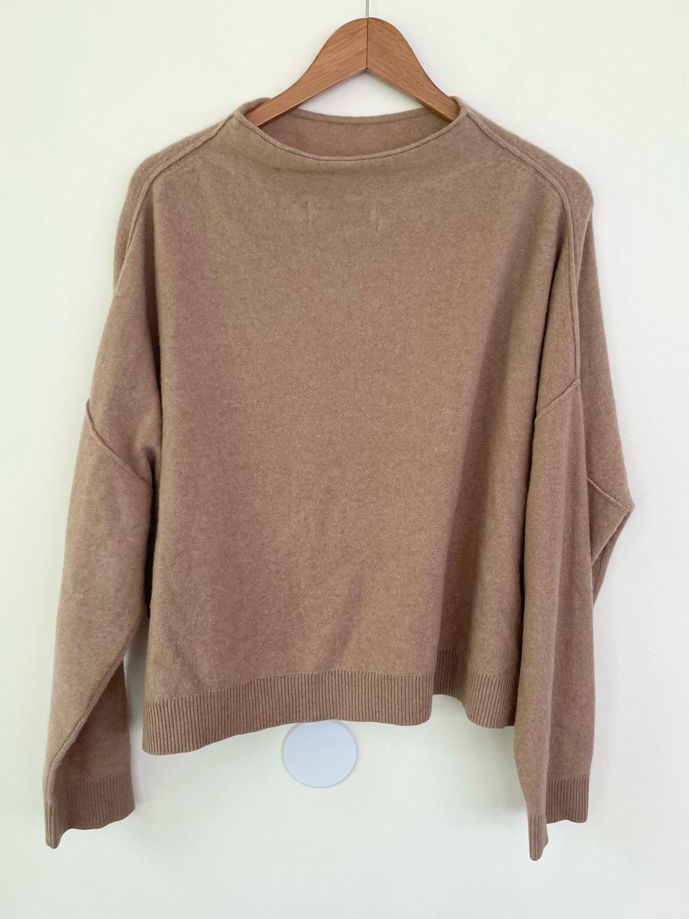 Anthropologie PILCRO Alani 100% Cashmere Mock Neck Sweater L Large Camel Tan - Picture 6 of 10